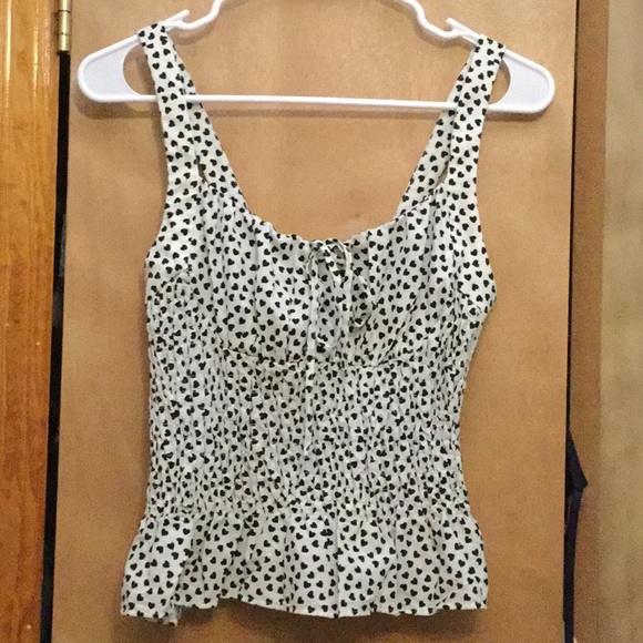 NWT Topshop Black & White 🖤 Print Shirred Cami Peplum Top 4P - Picture 5 of 10